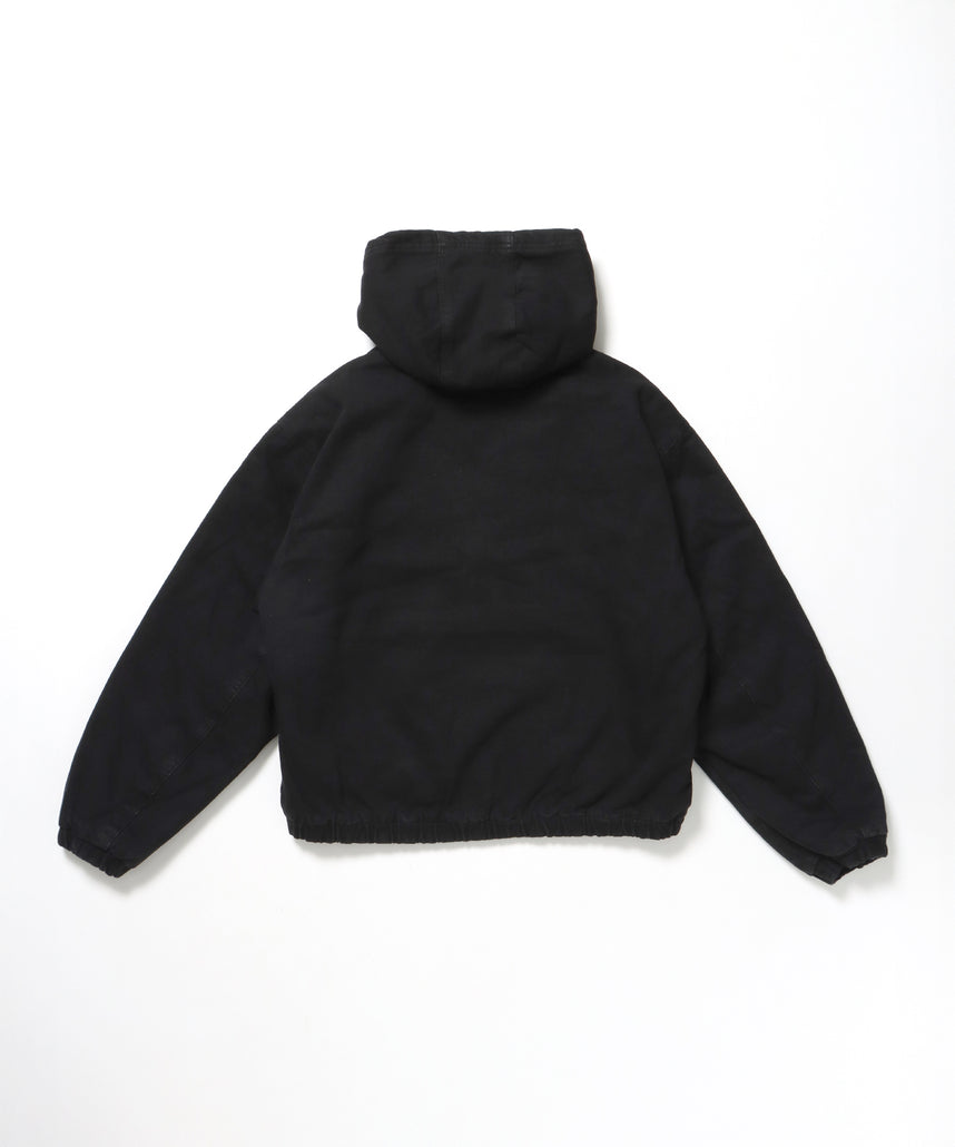 WORKERS PARKA / ジップパーカー フーディ 中綿 キルト ワークジャケット ダブルジップ ブラック