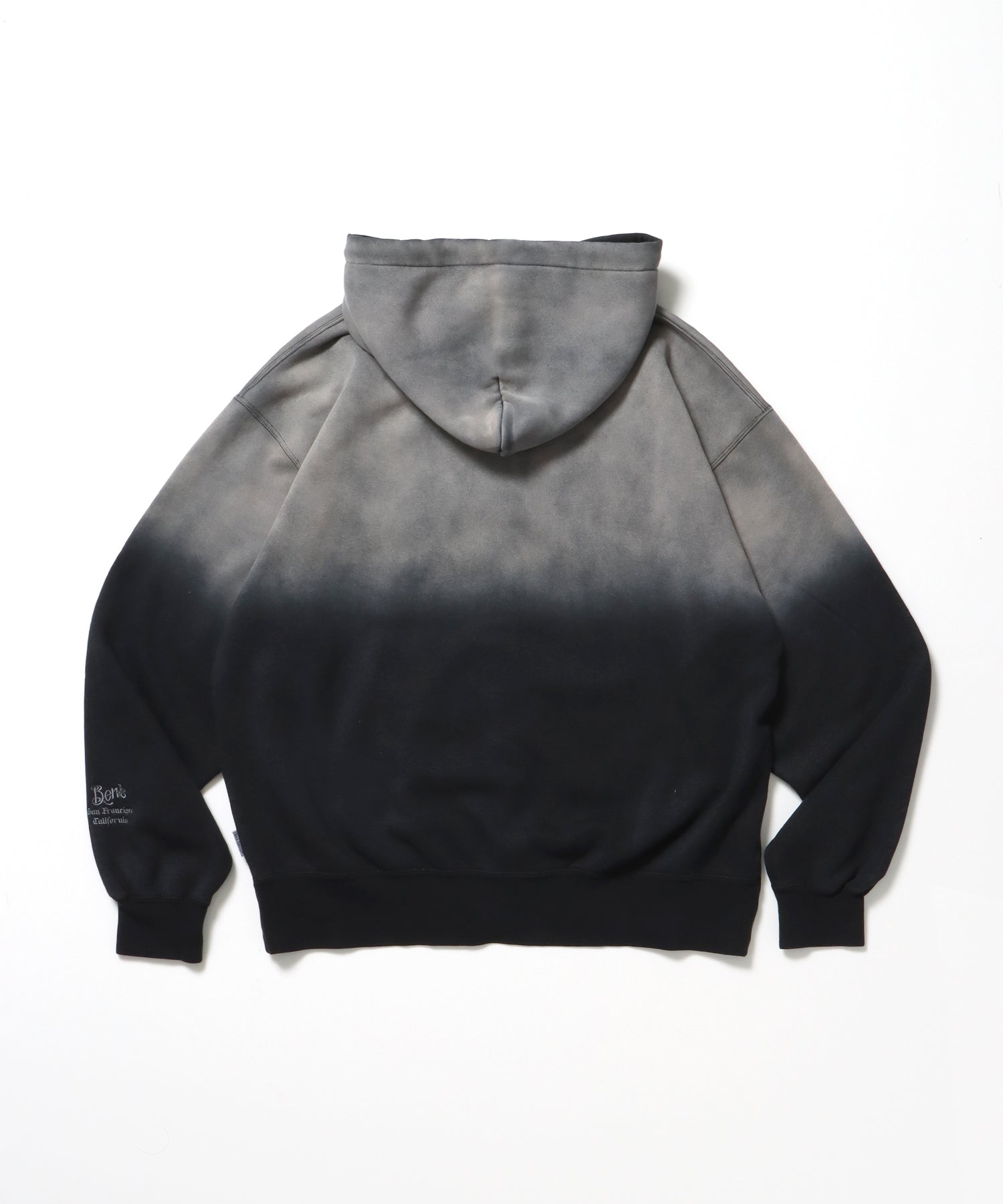 LETTERS FADED ZIP HOODIE / オーバーサイズ 裏起毛 パーカー ジップ フード ヴィンテージライク ブラック系