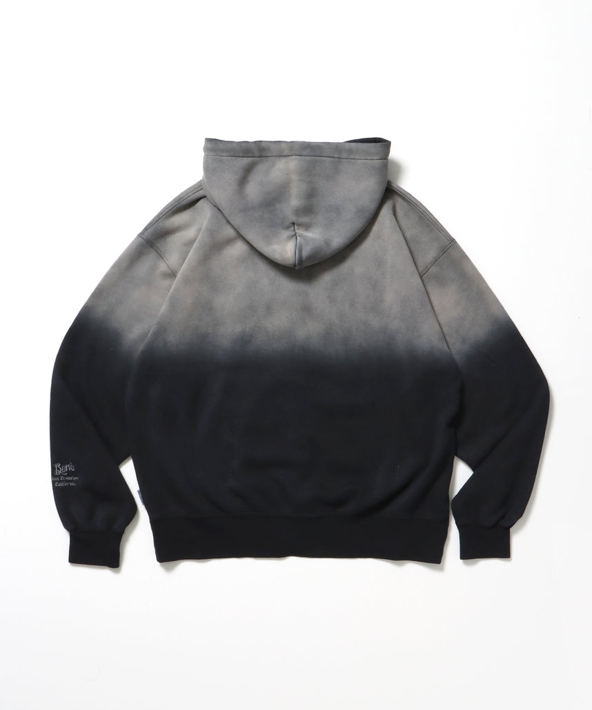 LETTERS FADED ZIP HOODIE / オーバーサイズ 裏起毛 パーカー ジップ フード ヴィンテージライク ブラック系