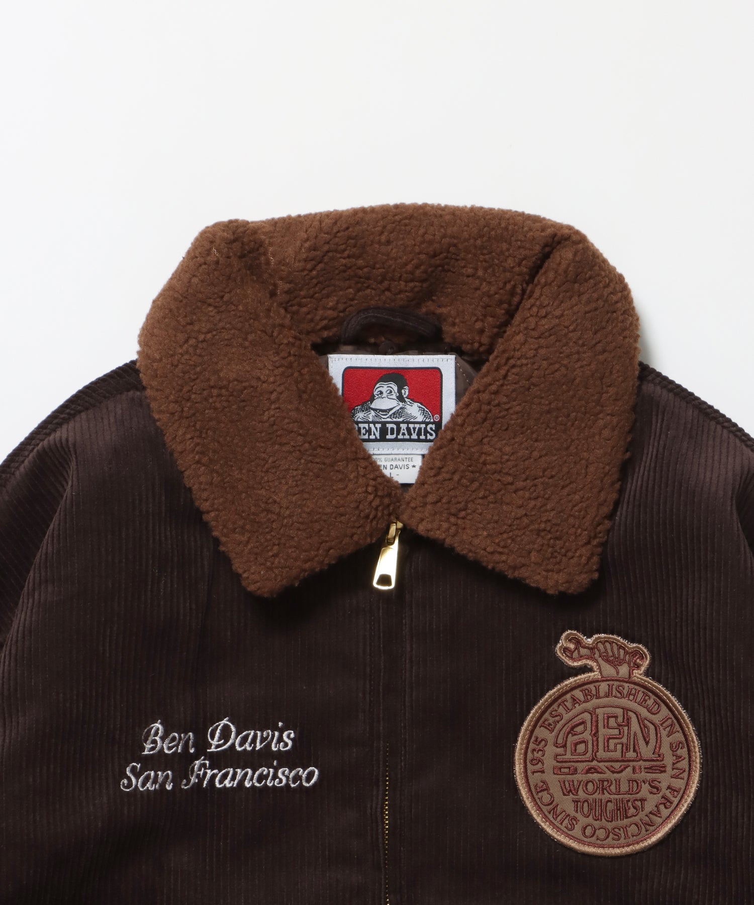 REMOVAL BOA COLLAR CORD JACKET /ジャケット ボア 刺繍 ワッペン スイングトップ ブラウン