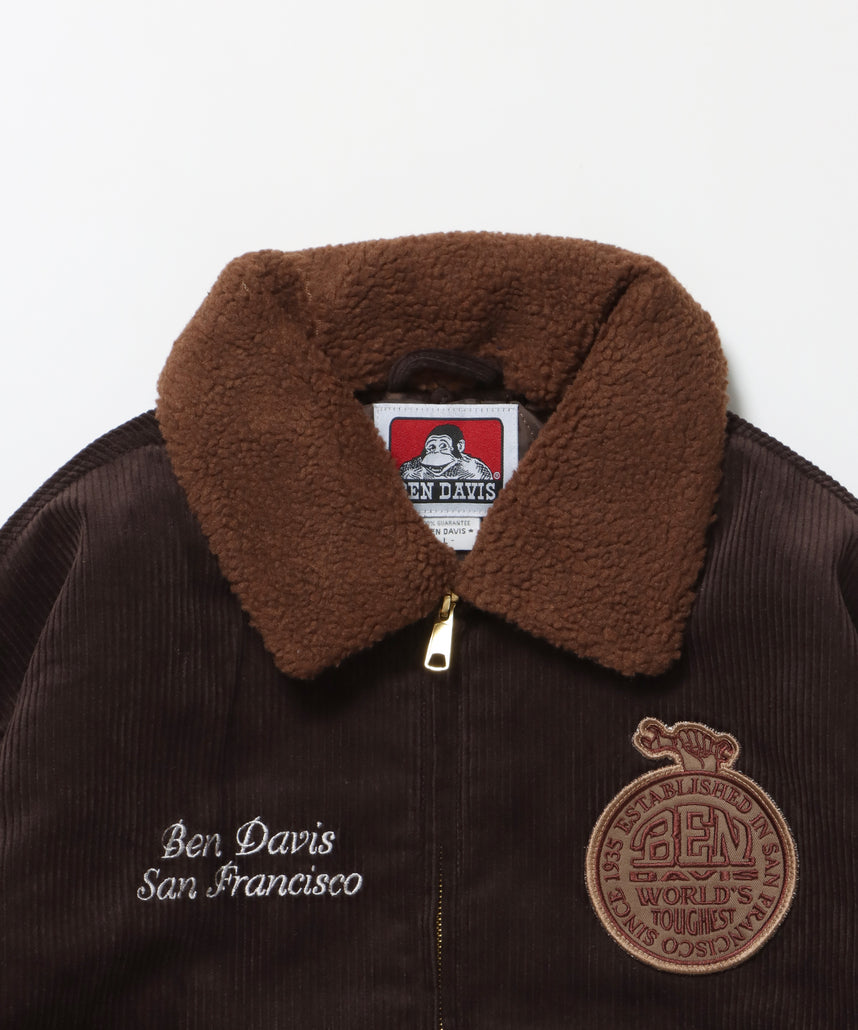 REMOVAL BOA COLLAR CORD JACKET /ジャケット ボア 刺繍 ワッペン スイングトップ ブラウン