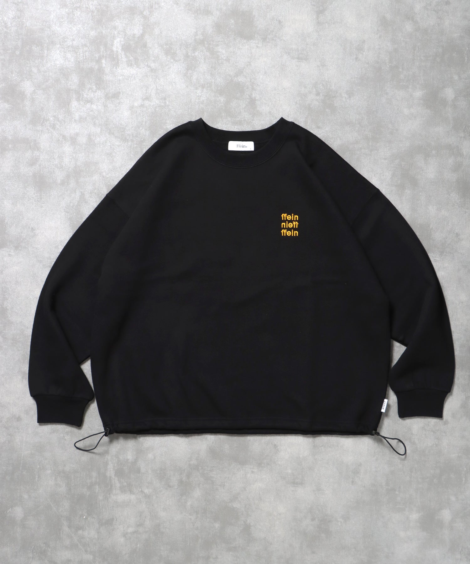 ヘビーウエイト3段ロゴドローコード付スウェット / スウェット トレーナー ロゴプリント ドローコード 裏起毛 ブラック