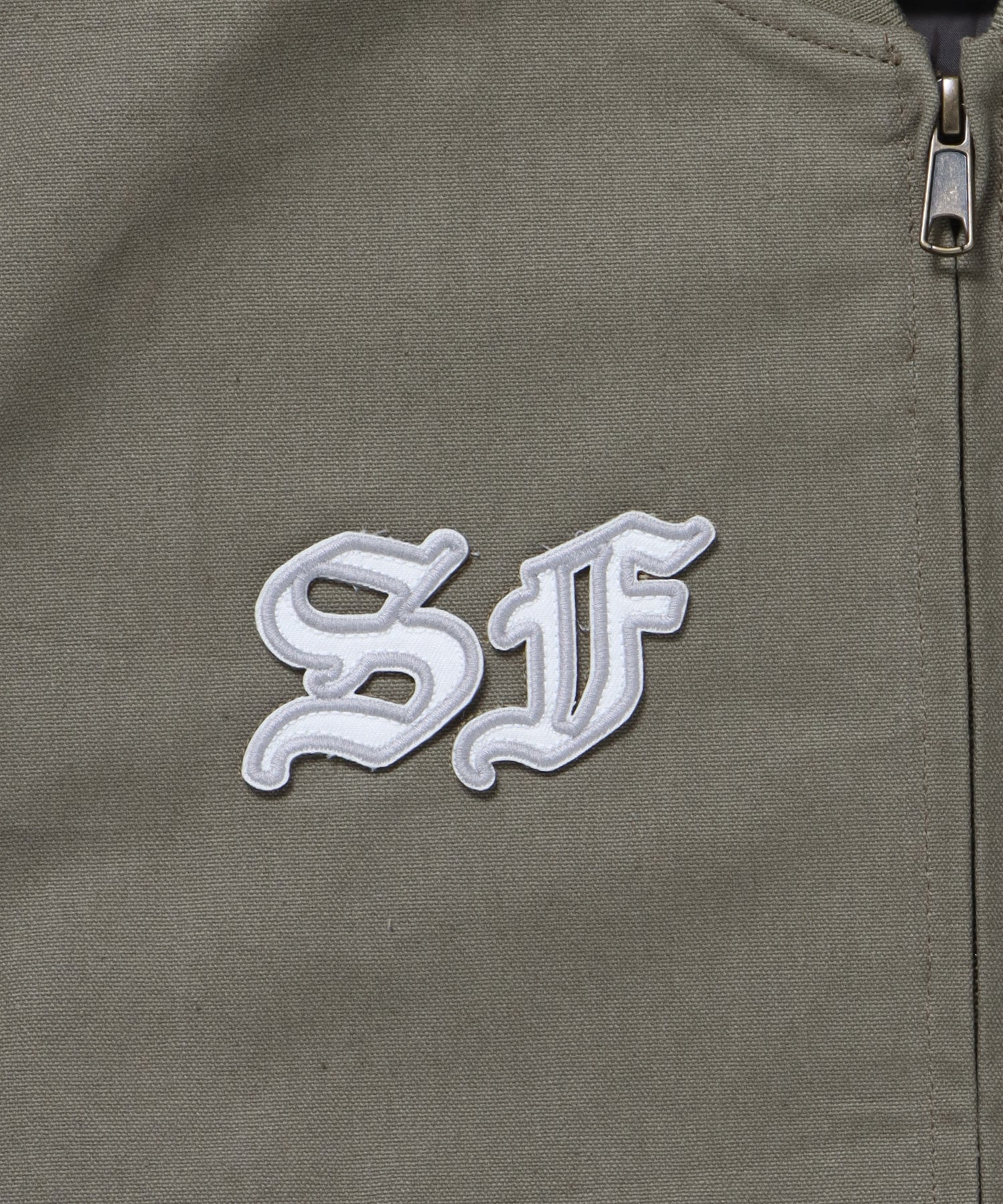 MECHANIC EMB RIBBED JACKET / ワーク ジャケット 刺繍 ジャケット ダック アウター カーキ