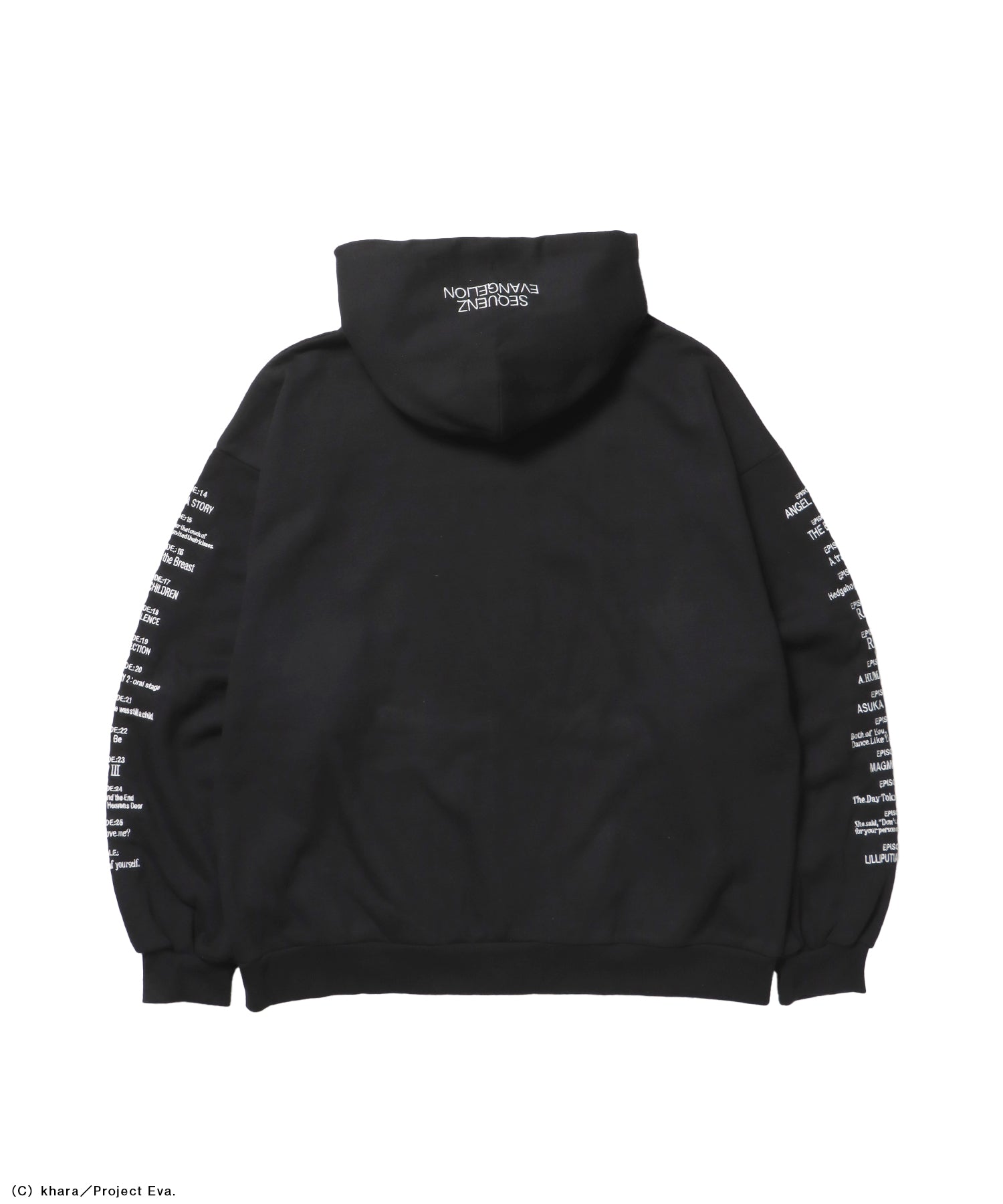 EVA BEST SCENE ZIP PK / オーバーサイズ ビッグシルエット ジップパーカー 刺繍 プリント フーディ 裏起毛 ユニセックス ブラック