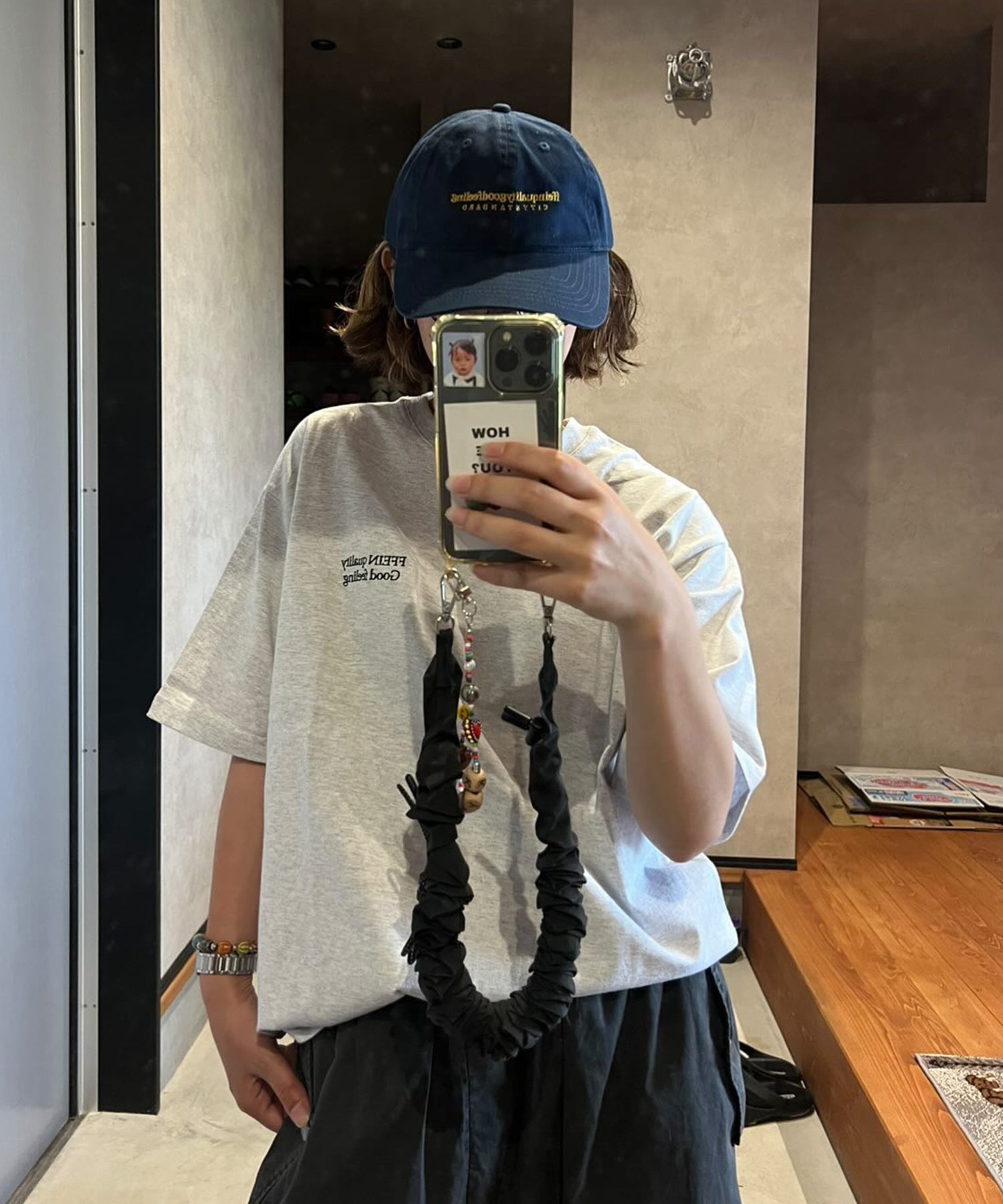ワンポイントロゴ刺繍 TEE アッシュグレー