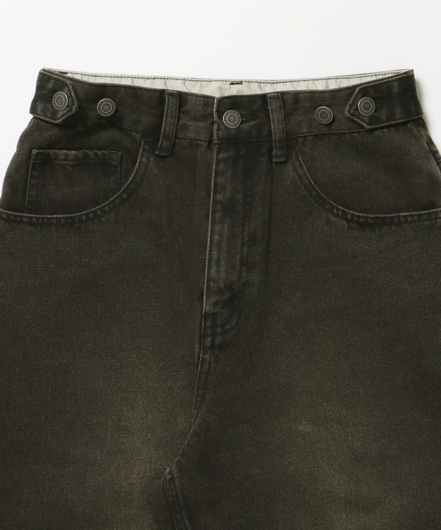 sqnz carve logo ladies denim / パンツ デニム リジッド 加工 カーブ 刺繍 ブラウン