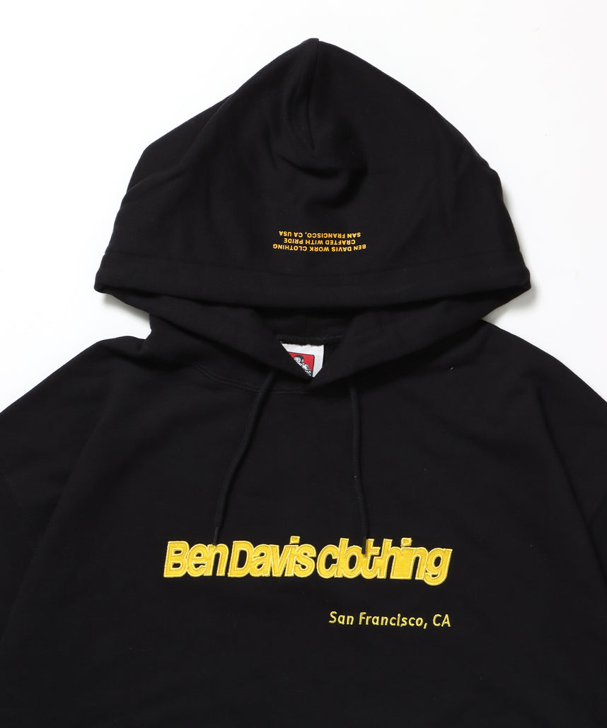 MID WEIGHT SWEAT HOODIE / パーカー プルパーカー フーディ 短丈 刺繍 裏起毛 ブラック