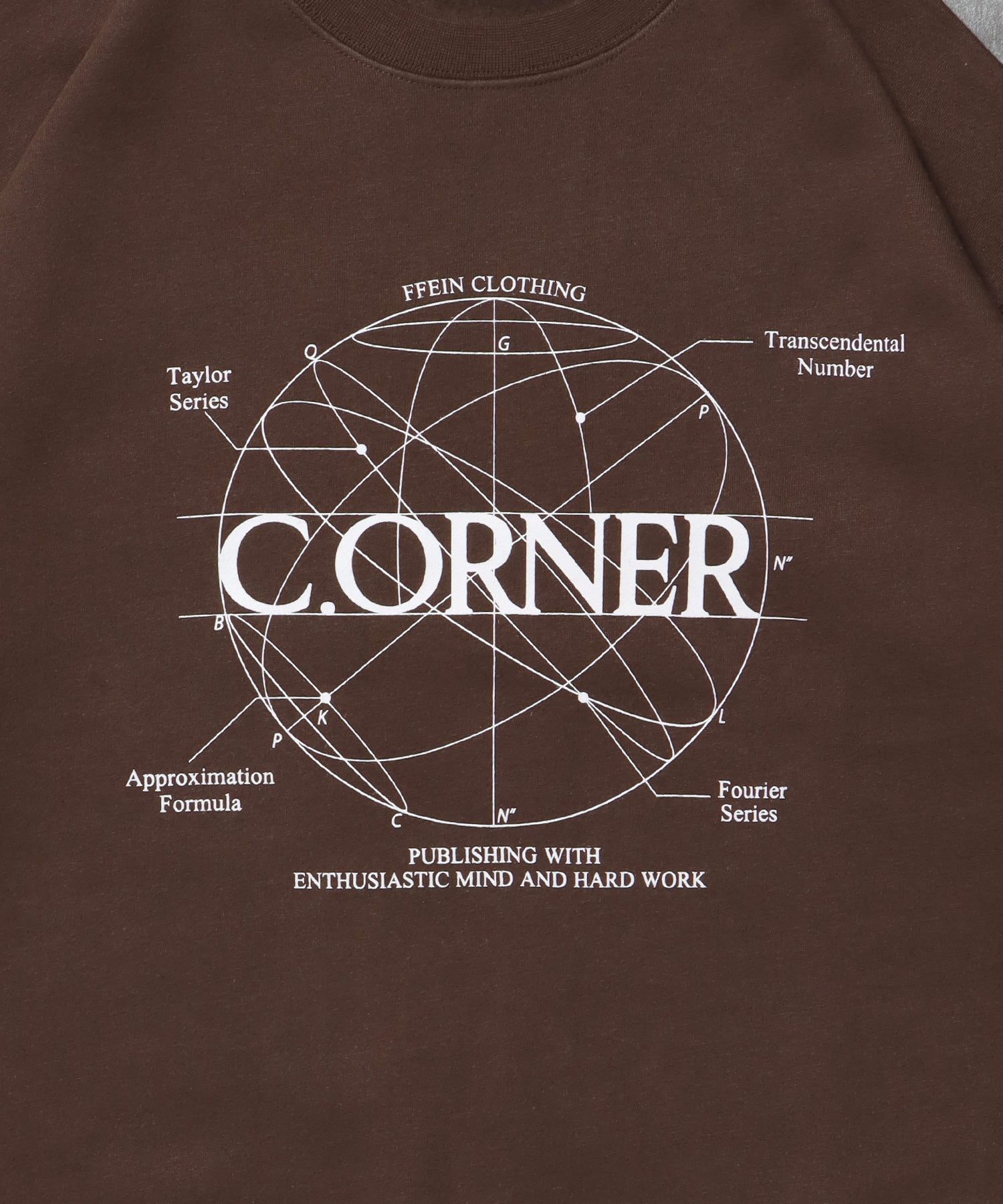 ヘビーウエイトサークルロゴスウェット / 裏起毛 スウェット クルーネック ワンポイント プリント ブラウン