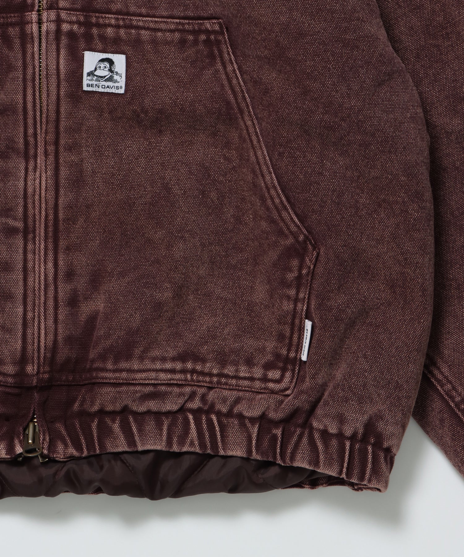 WORKERS PARKA / ジップパーカー フーディ 中綿 キルト ワークジャケット ダブルジップ ブラウン