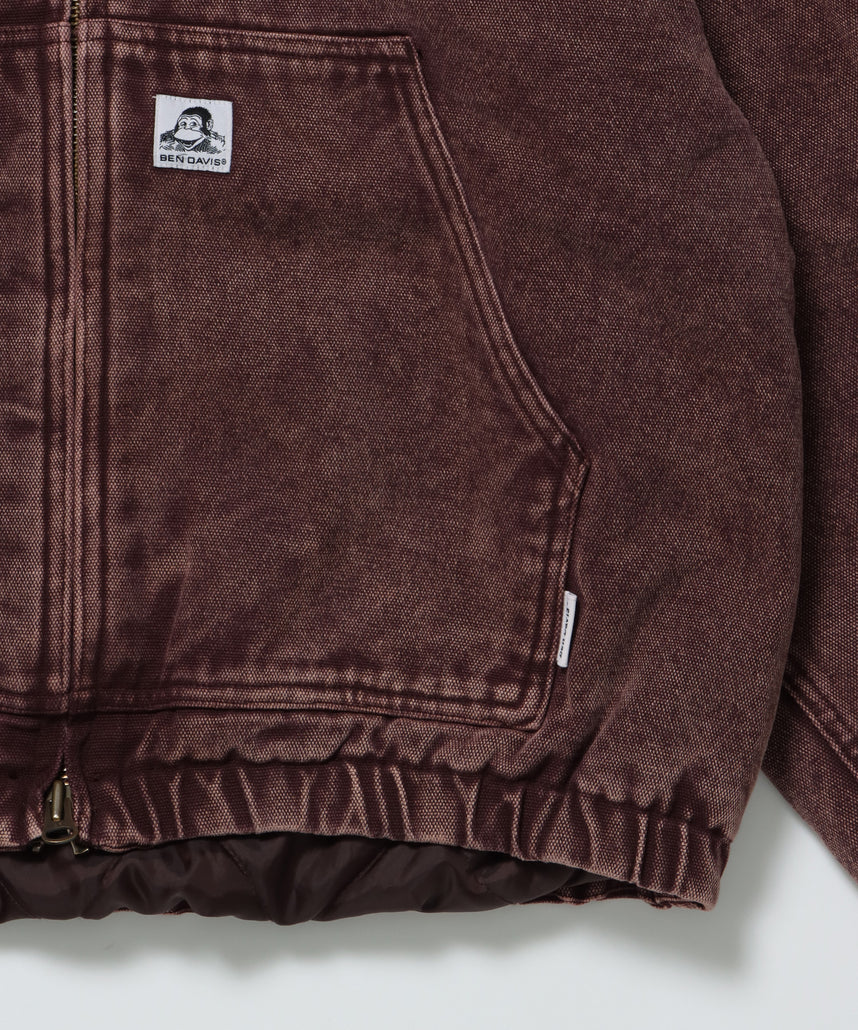 WORKERS PARKA / ジップパーカー フーディ 中綿 キルト ワークジャケット ダブルジップ ブラウン