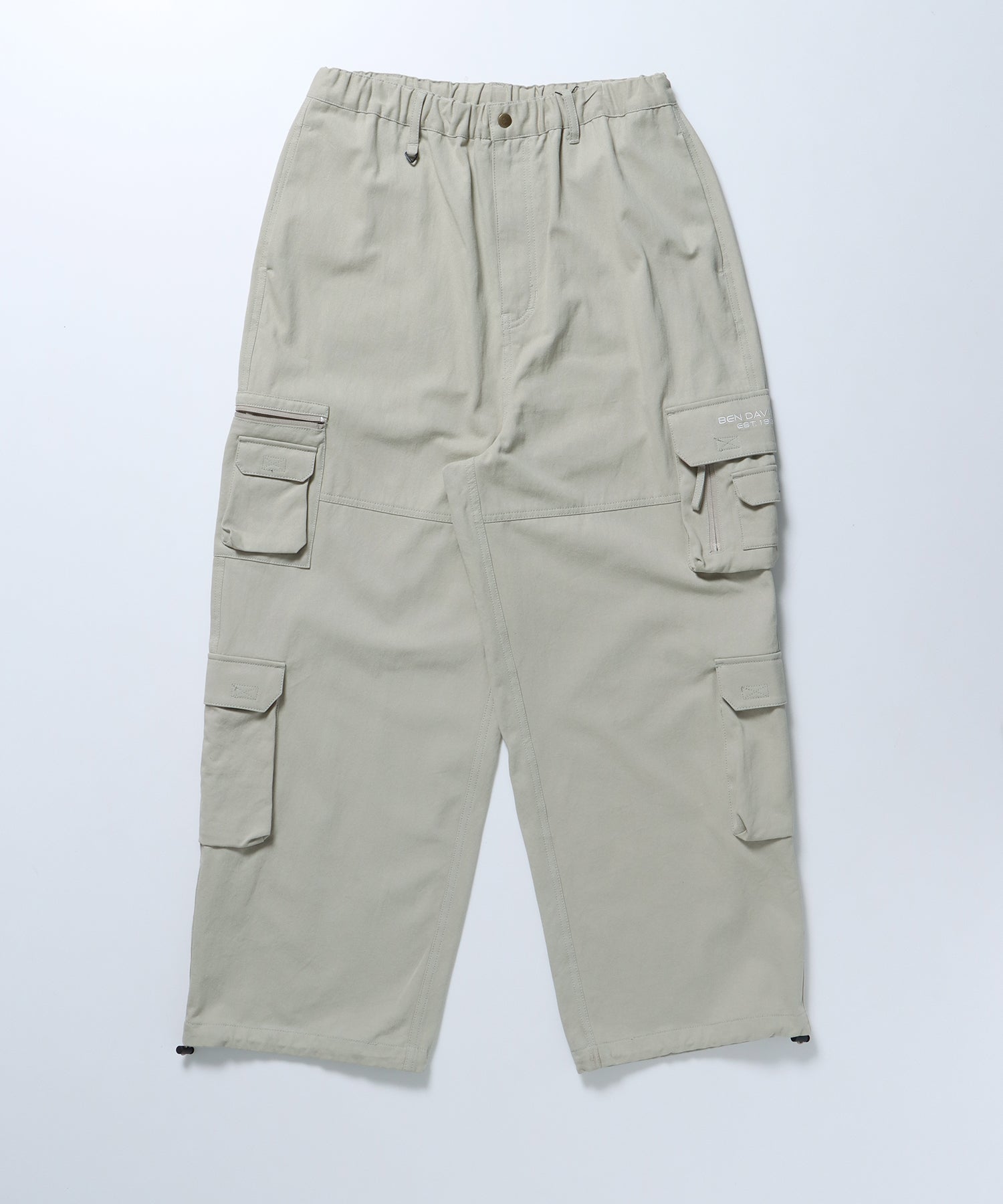 THESE DAYS TECH CARGO PANTS / ワイドテーパード 裾ドローコード グレイッシュベージュ