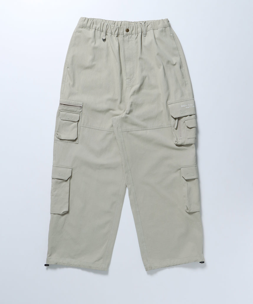 THESE DAYS TECH CARGO PANTS / ワイドテーパード 裾ドローコード グレイッシュベージュ