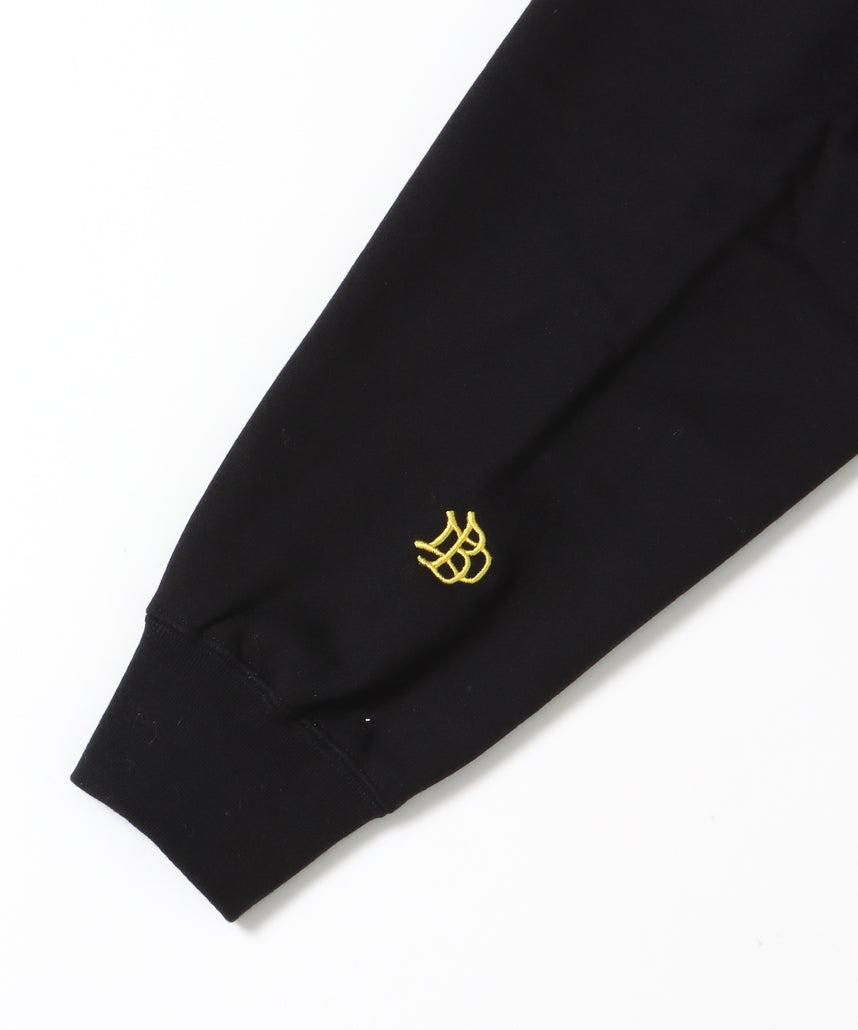 MID WEIGHT SWEAT HOODIE / パーカー プルパーカー フーディ 短丈 刺繍 裏起毛 ブラック