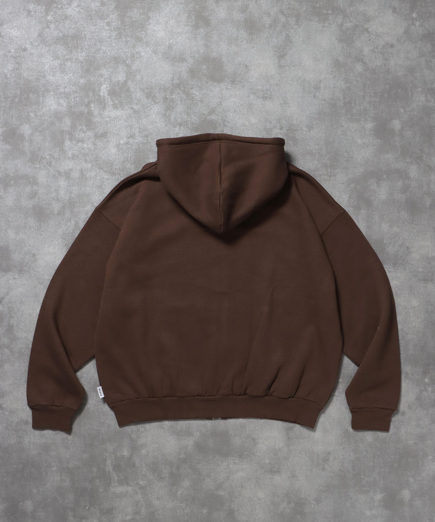 ヘビーウエイトワンポイントジップパーカー / パーカー ジップ ワンポイント ロゴ 裏起毛 フーディ ブラウン
