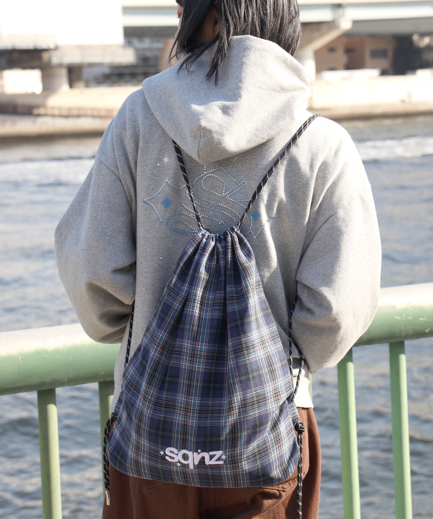 sqnz dairy 2way knapsack / ナップサック トートバック 2WAY チェック ストライプ ネイビー