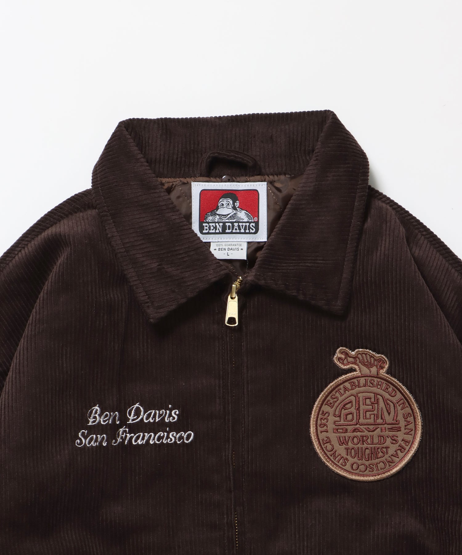 REMOVAL BOA COLLAR CORD JACKET /ジャケット ボア 刺繍 ワッペン スイングトップ ブラウン
