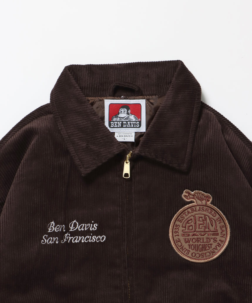 REMOVAL BOA COLLAR CORD JACKET /ジャケット ボア 刺繍 ワッペン スイングトップ ブラウン