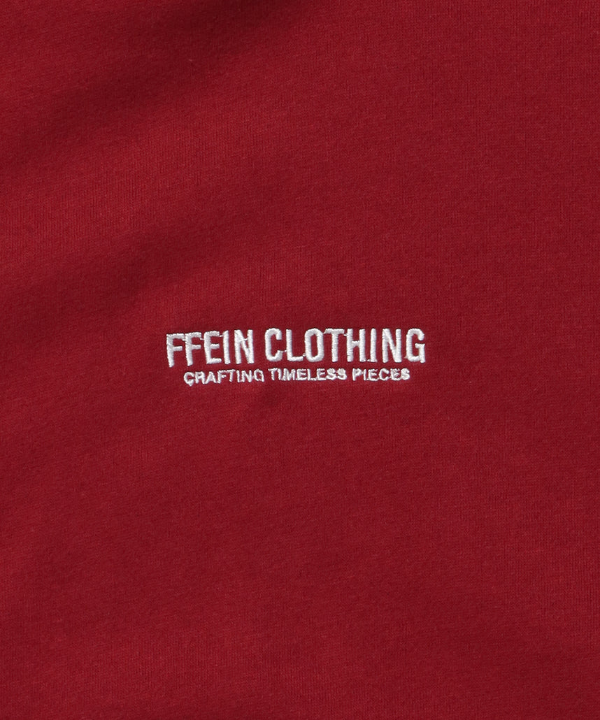 ヘビーウエイトセンターミニロゴジップパーカー / パーカー 裏起毛 ジップ 刺繍 ロゴ フーディ ダブルジップ ワイン