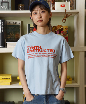 パッケージ発泡ロゴTシャツ / Tシャツ クルーネック 半袖 プリント 発砲ロゴ【短丈】 ライトブルー