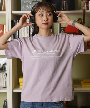 シンプルプリントロゴショート丈Tシャツ/ Tシャツ クルーネック 半袖 プリント スタッズ ワンポイント【短丈】 ピンク