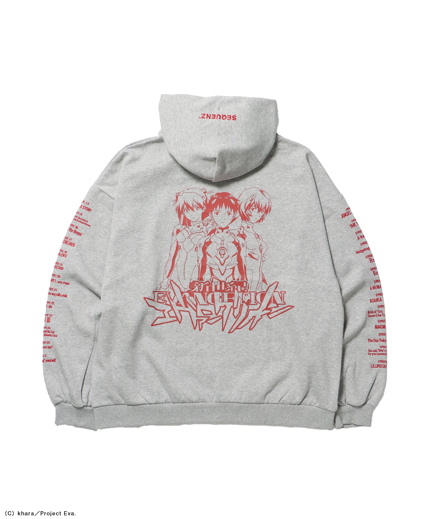 EVA CHARCTER ZIP PK / オーバーサイズ ビッグシルエット ジップパーカー 刺繍 プリント フーディ 裏起毛 ユニセックス グレー