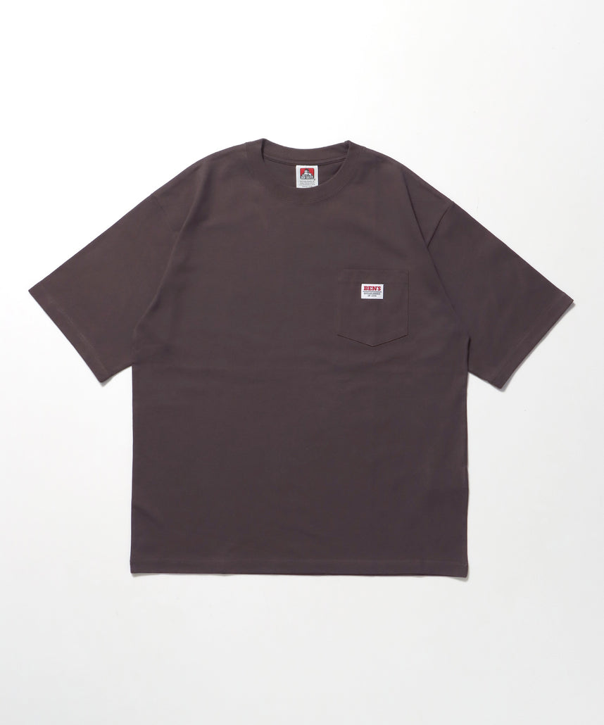 BIG POCKET TEE ZF / ポケット 半袖 ワンポイント ワイドシルエット ヘビーウエイト クルーネック ダークブラウン