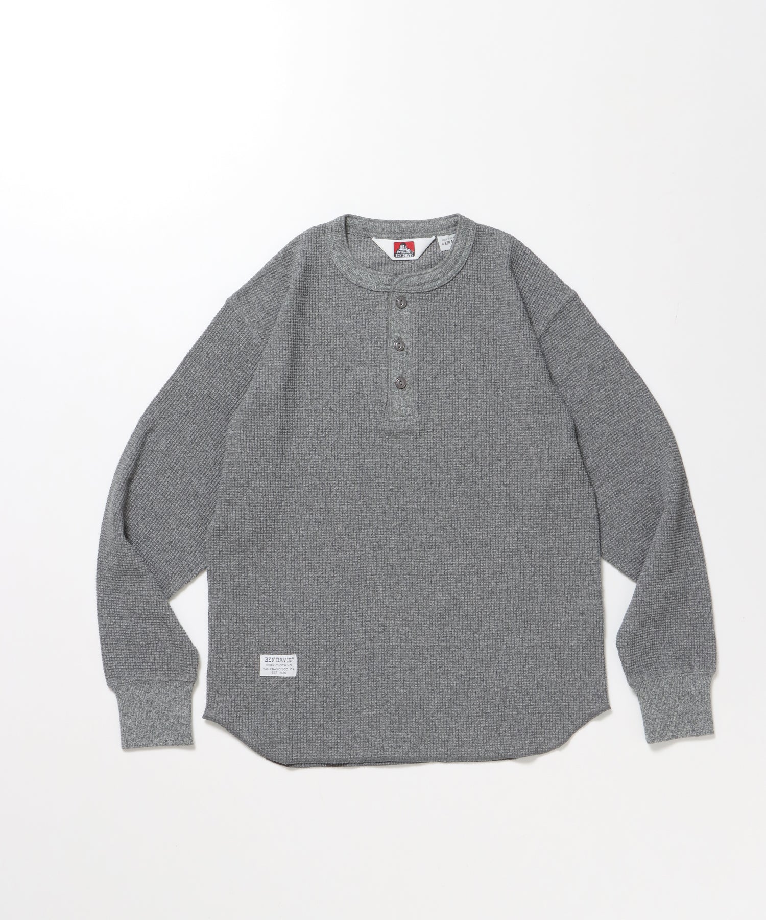 WAFFLE L/S HENLEY / ヘンリー ワッフル オーバーサイズ 長袖 レイヤード グレー