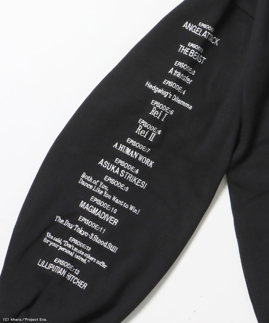 EVA BEST SCENE ZIP PK / オーバーサイズ ビッグシルエット ジップパーカー 刺繍 プリント フーディ 裏起毛 ユニセックス ブラック