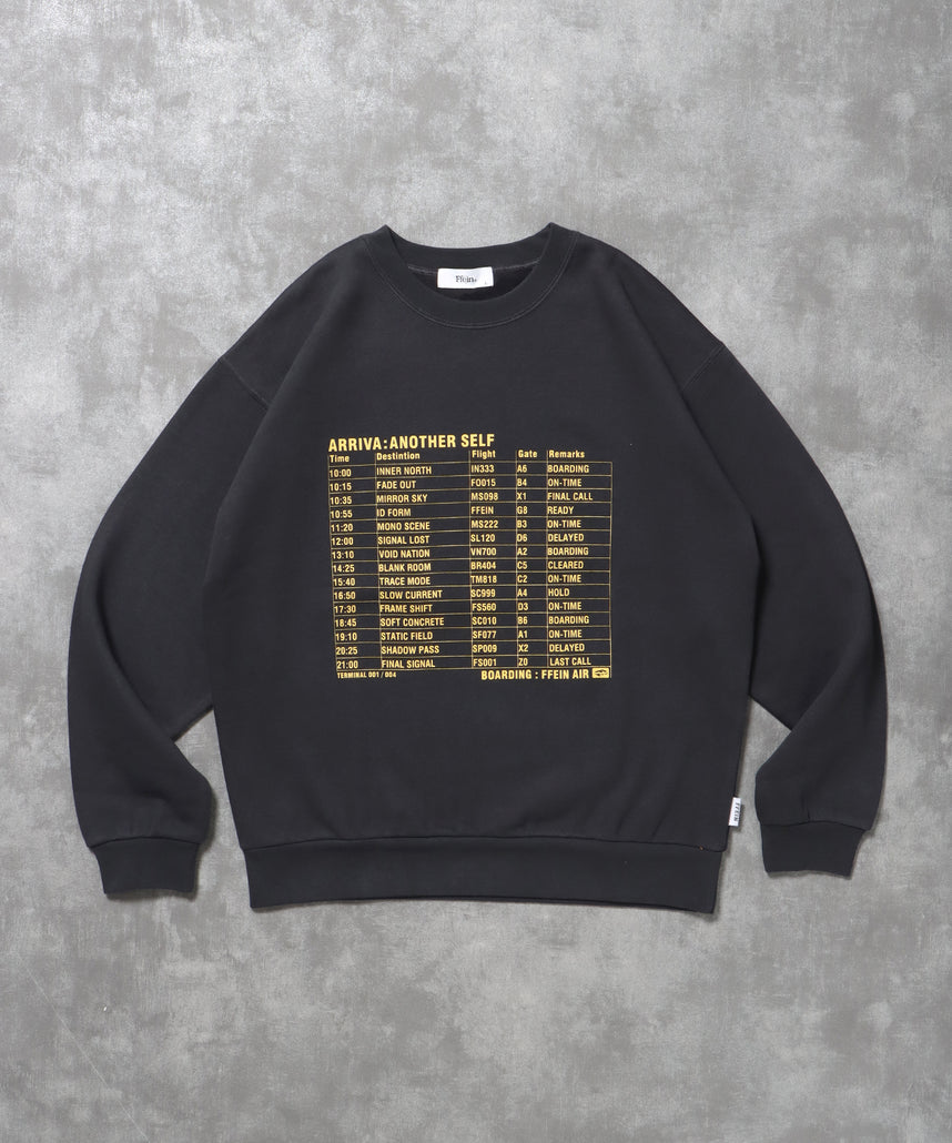 ヘビーウエイトフライトメッセージロゴスウェット / 裏起毛 スウェット クルーネック ワンポイント プリント チャコール