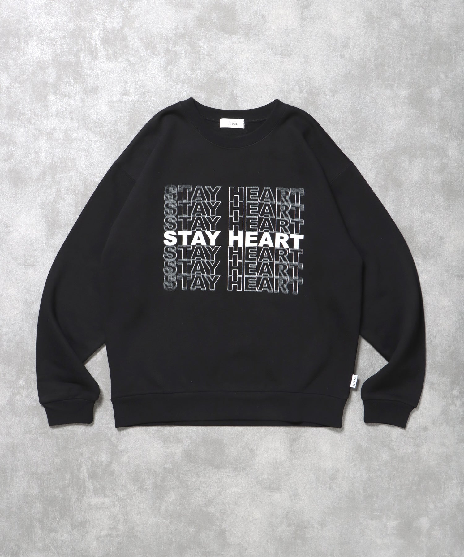 ヘビーウエイトぼかしメッセージロゴスウェット / 裏起毛 スウェット クルーネック プリント ブラック