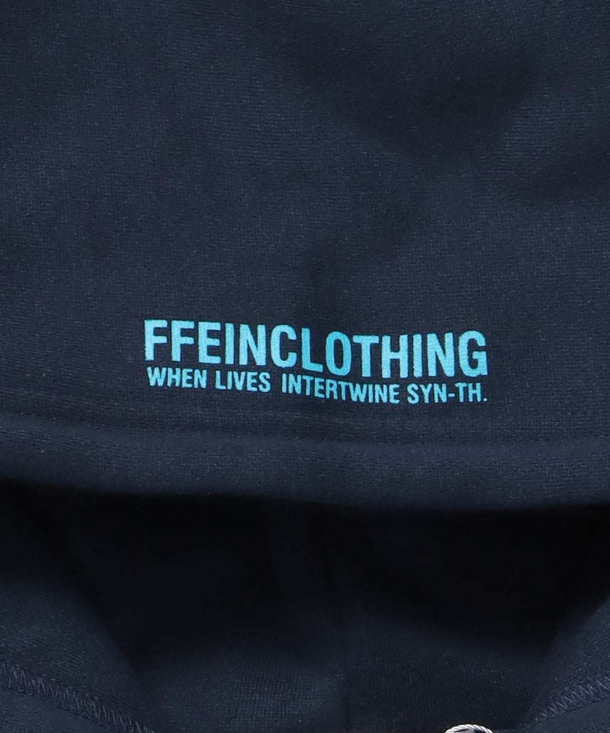 ヘビーウエイトぼかしロゴジップパーカー / パーカー 裏起毛 ジップ 刺繍 ロゴ フーディ ダブルジップ ネイビー