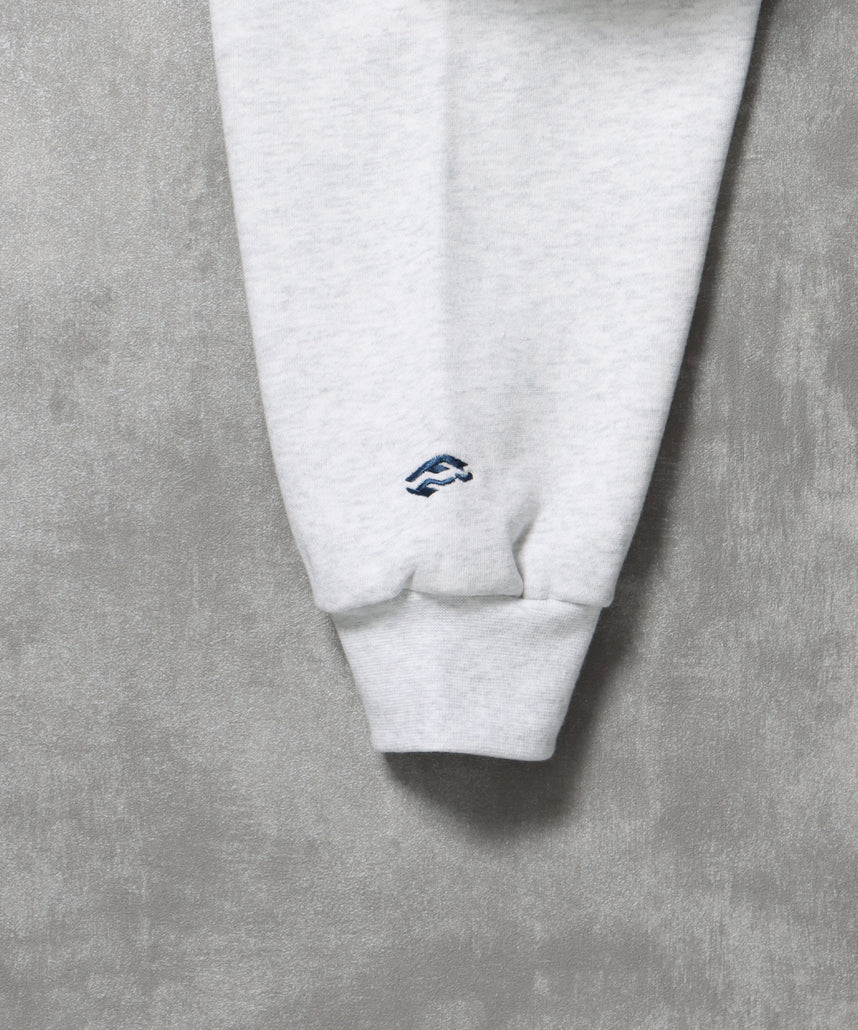 ヘビーウエイトセンターロゴ刺繍ZIPパーカー / パーカー 裏起毛 ジップ 刺繍 ロゴ フーディ バブルジップ アッシュグレー