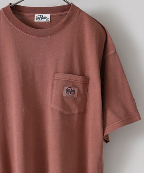 ヴィンテージライクロゴ刺繍ポケットTシャツ / ピンク