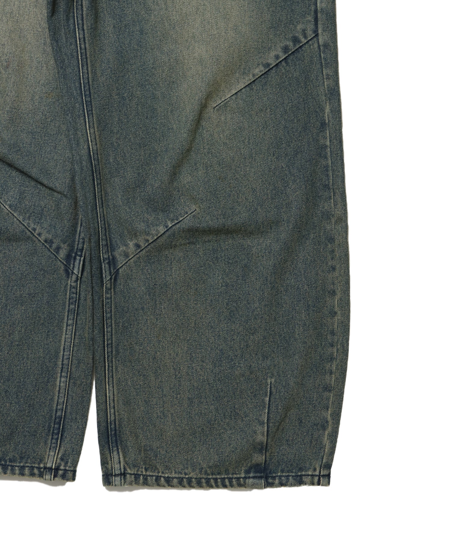 sqnz carve logo ladies denim / パンツ デニム リジッド 加工 カーブ 刺繍 ネイビー