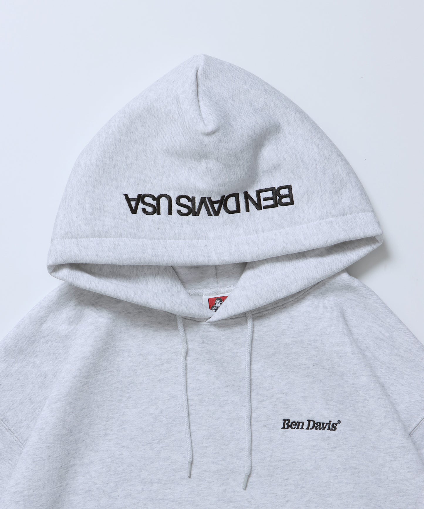 BD LABEL EMB HOODIE / フーディ プルパーカー ヘビーウェイト ワンポイント 刺繍 裏起毛 アッシュグレー