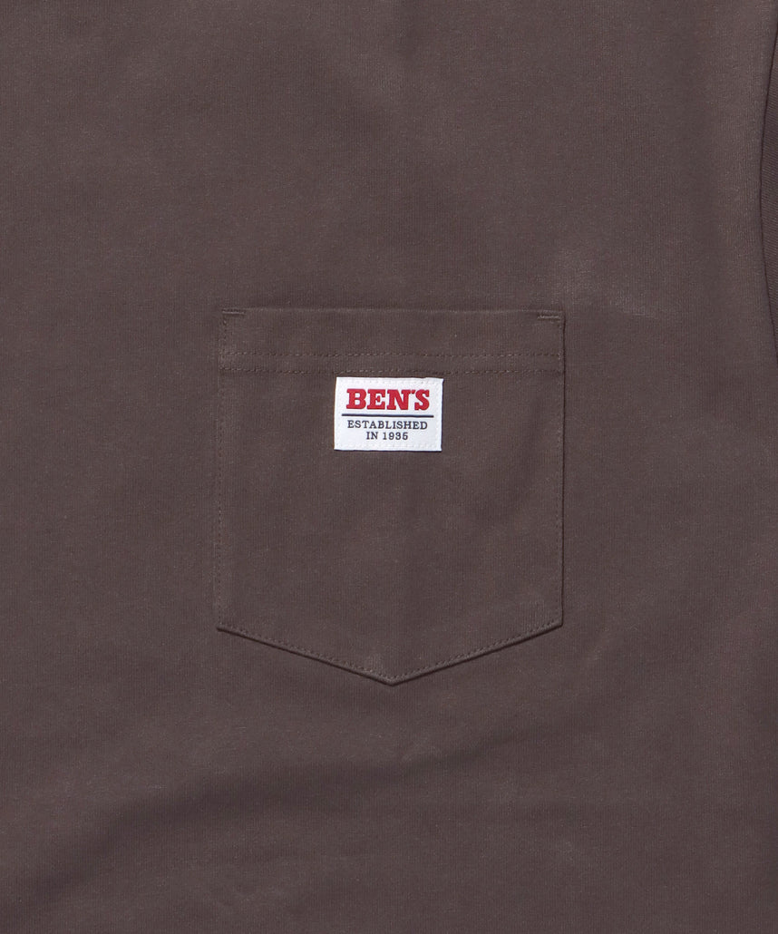 BIG POCKET TEE ZF / ポケット 半袖 ワンポイント ワイドシルエット ヘビーウエイト クルーネック ダークブラウン