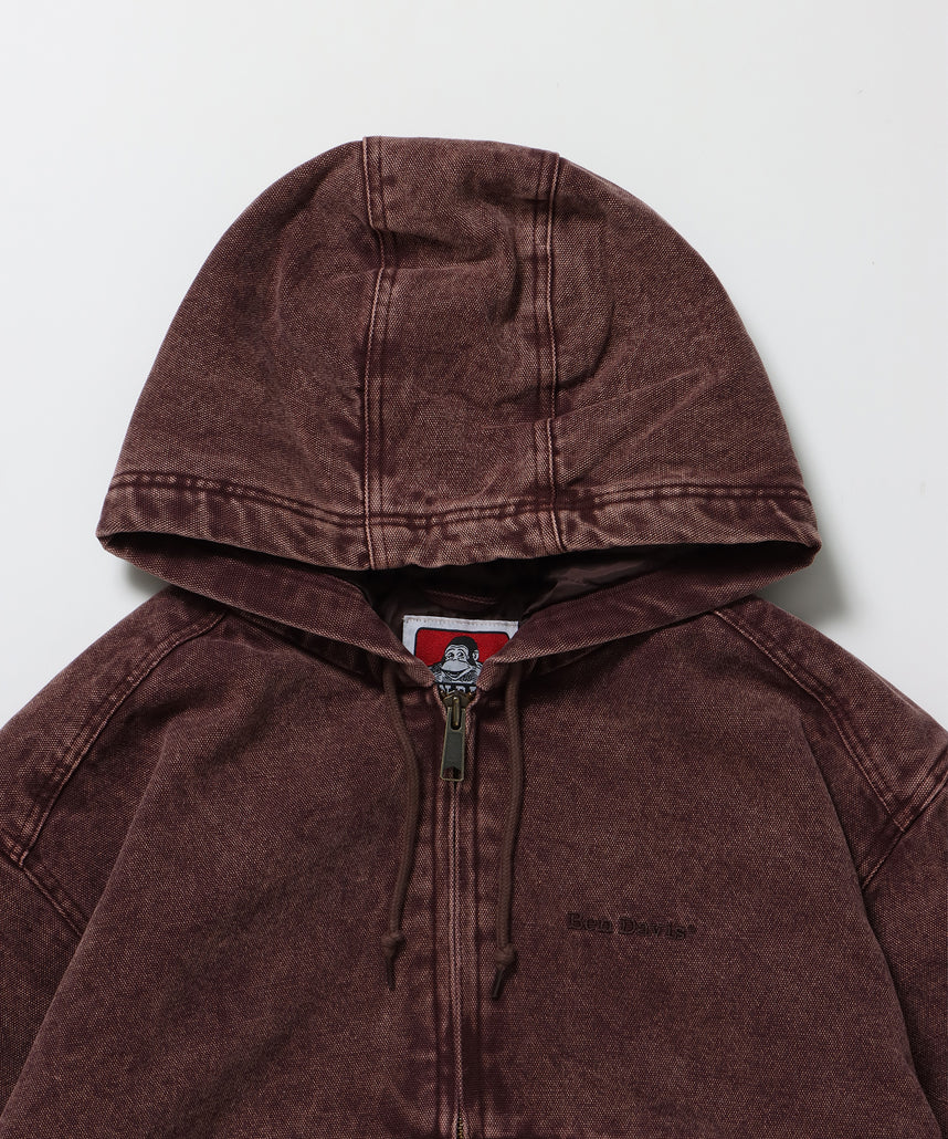 WORKERS PARKA / ジップパーカー フーディ 中綿 キルト ワークジャケット ダブルジップ ブラウン