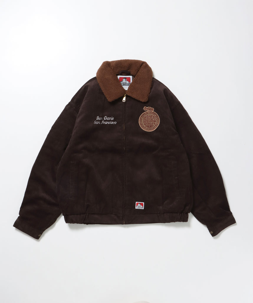 REMOVAL BOA COLLAR CORD JACKET /ジャケット ボア 刺繍 ワッペン スイングトップ ブラウン