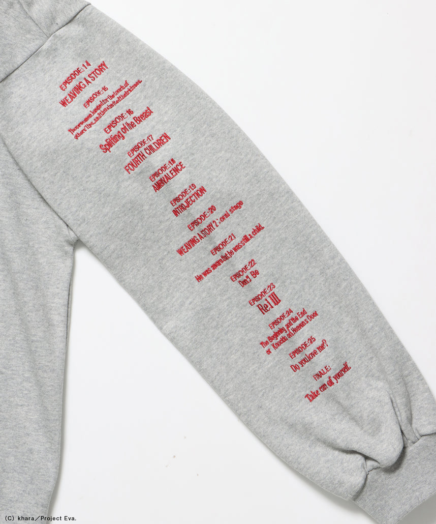 EVA CHARCTER ZIP PK / オーバーサイズ ビッグシルエット ジップパーカー 刺繍 プリント フーディ 裏起毛 ユニセックス グレー