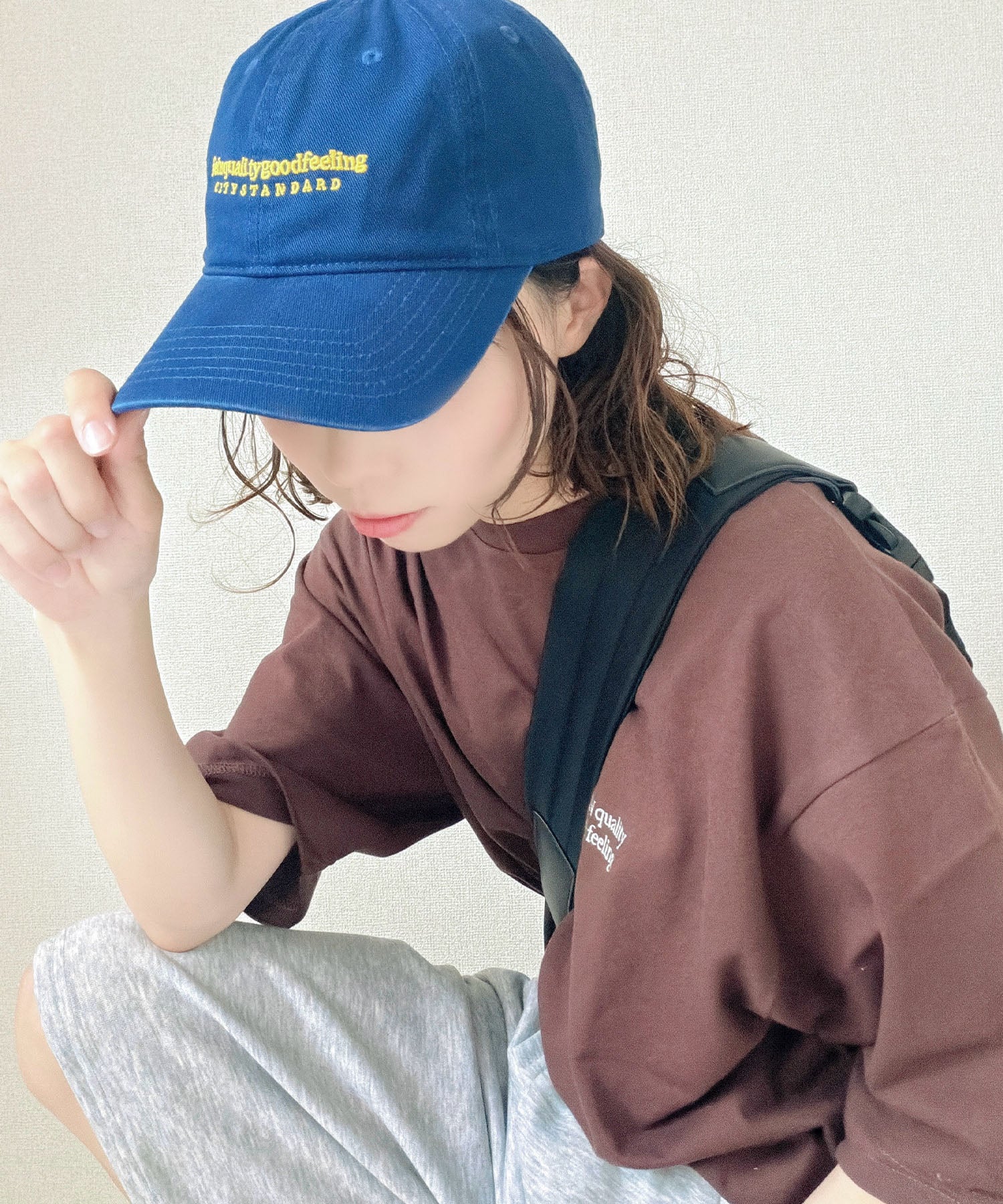 メッセージ刺繍キャップ / ユニセックス キャップ 帽子 雑貨 刺繍 ネイビー