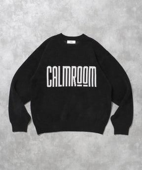 デカロゴニットプルオーバー / ニット ロゴ クルーネック モール ブラック