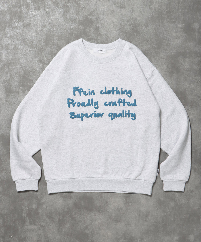 ヘビーウエイト手書き風ロゴスウェット / 裏起毛 スウェット クルーネック ワンポイント プリント アッシュグレー