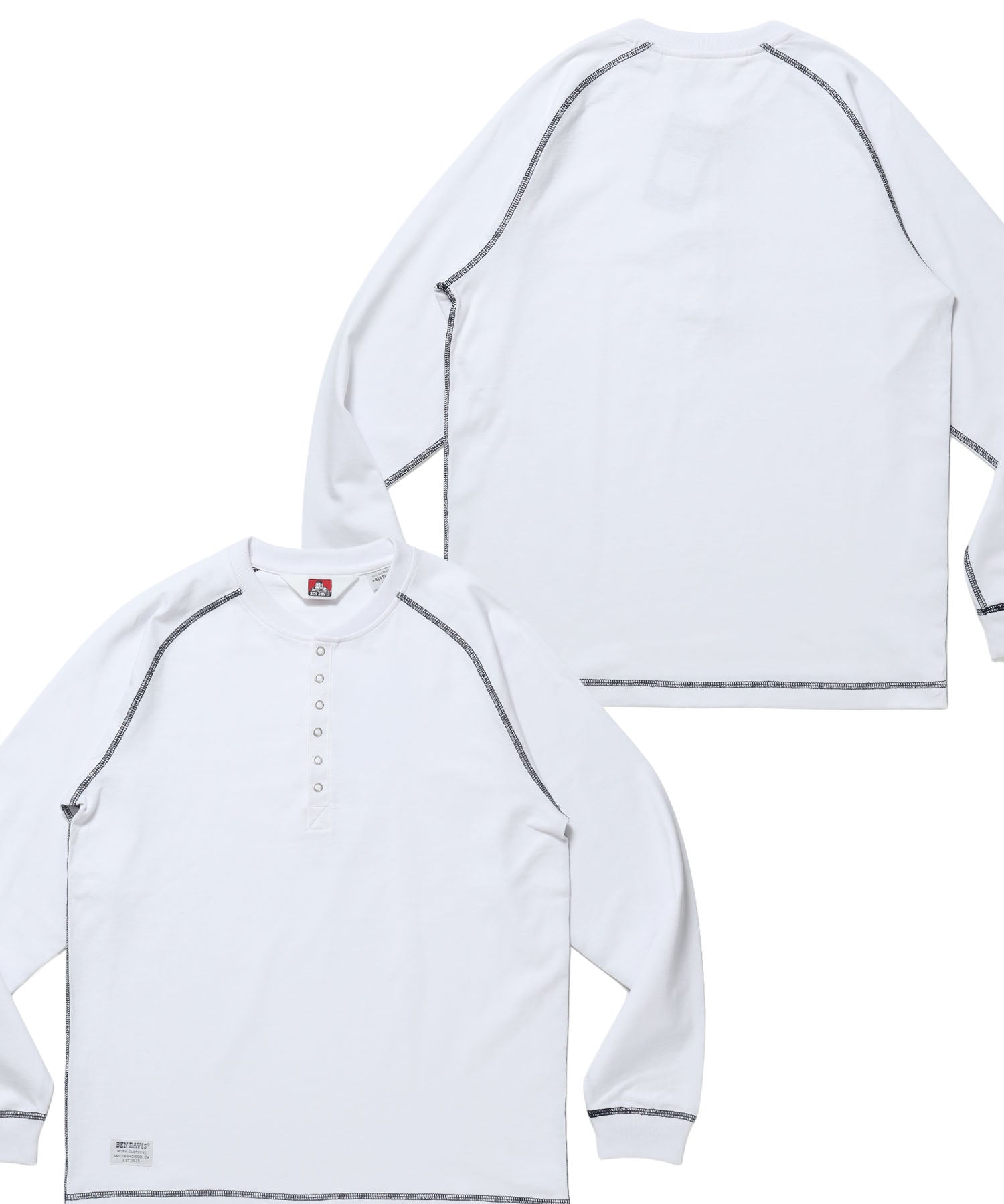 BEN'S HENLEY L/S TEE / ヘンリーネック ロング ユニセックス ラグラン 長袖 ホワイト