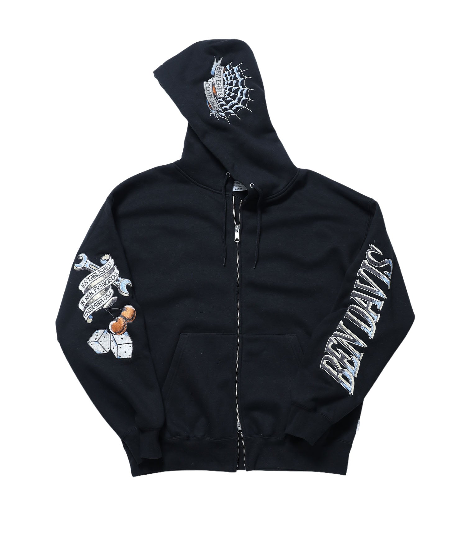 SANMARINO ZIP HOODIE / ジップパーカー フード キャラクター デザイン 裏起毛 ユニセックス ブラック