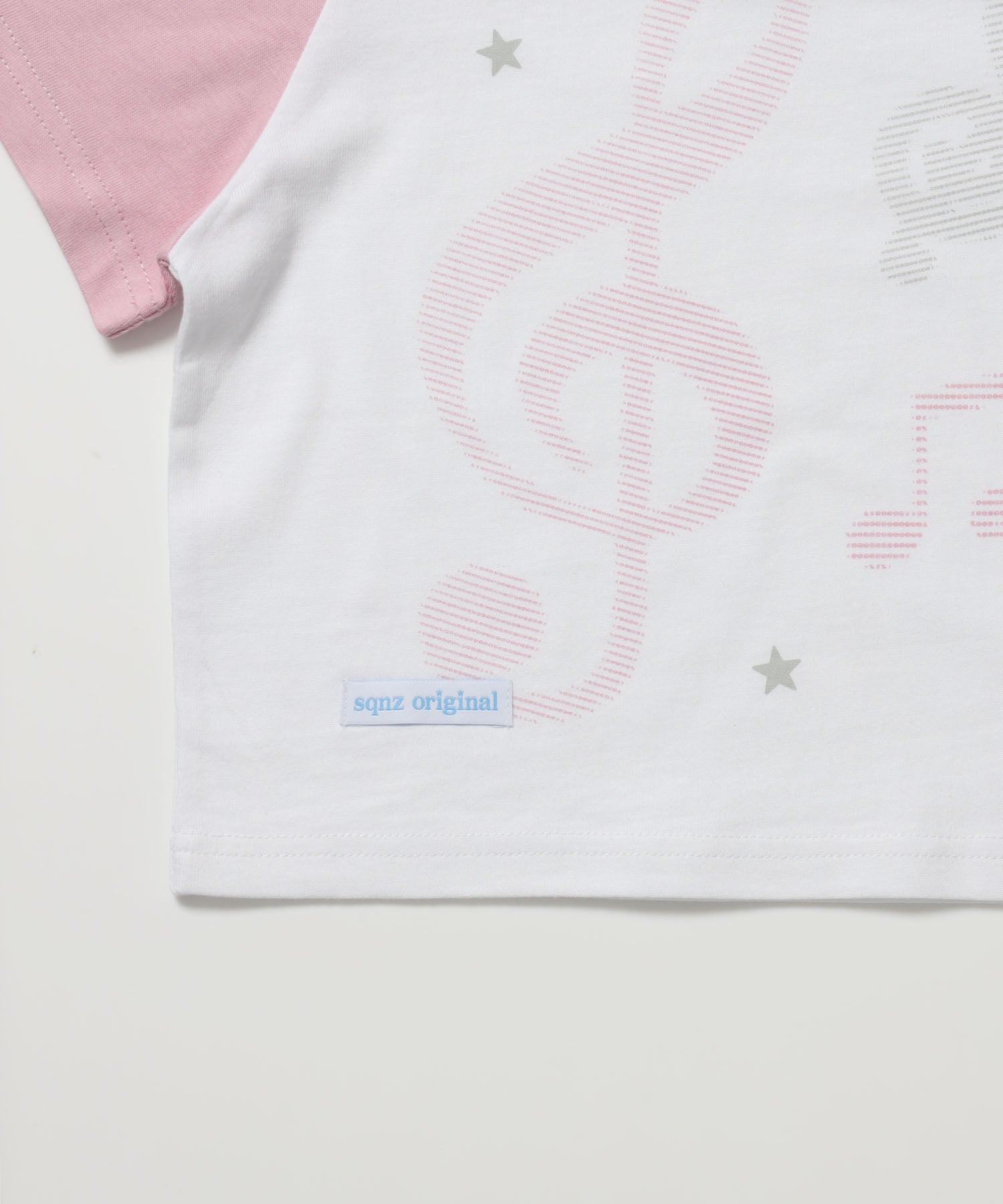 ※WEB限定 / プリントピチTシャツ / 配色ラグラン半袖Tシャツ / sqnz treble clef pt tee ピンク