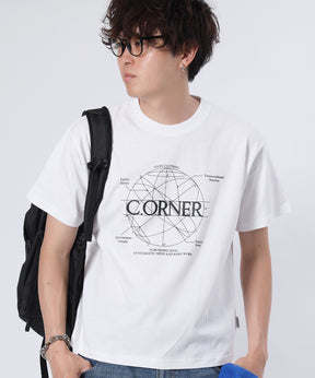 サークルアート線画プリントTシャツ / 男女兼用 レギュラーサイズ ワンポイント シンプル アートT ホワイト