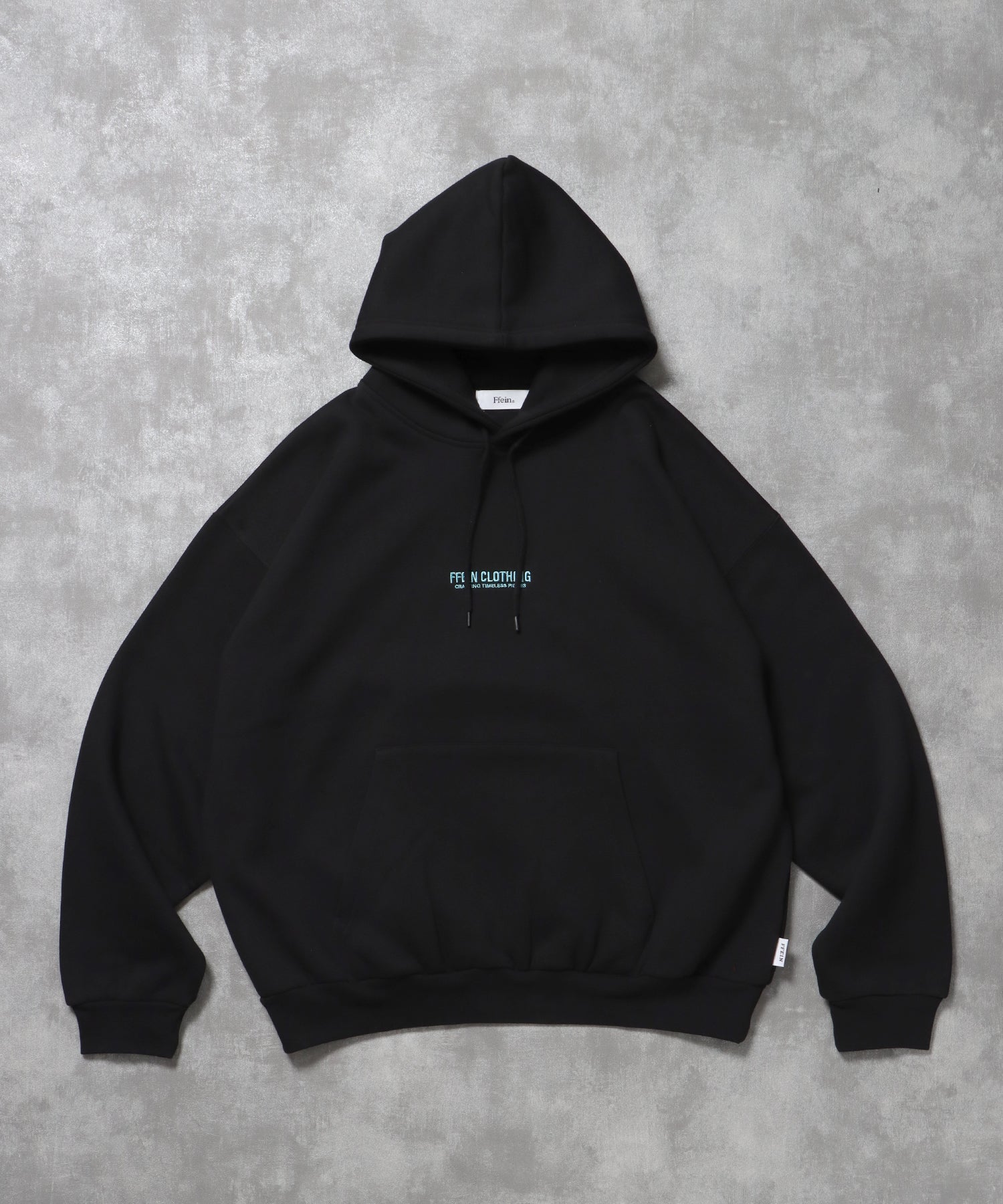 ヘビーウエイトセンターミニロゴジップパーカー / パーカー 裏起毛 ジップ 刺繍 ロゴ フーディ ダブルジップ ブラック