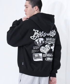 TAGGING ZIP HOODIE / ジップパーカー フード タグ 刺繍 裏起毛 ユニセックス