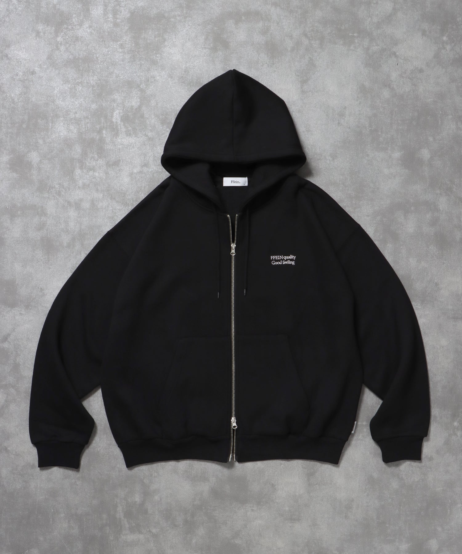 ヘビーウエイトワンポイントジップパーカー / パーカー ジップ ワンポイント ロゴ 裏起毛 フーディ ブラック