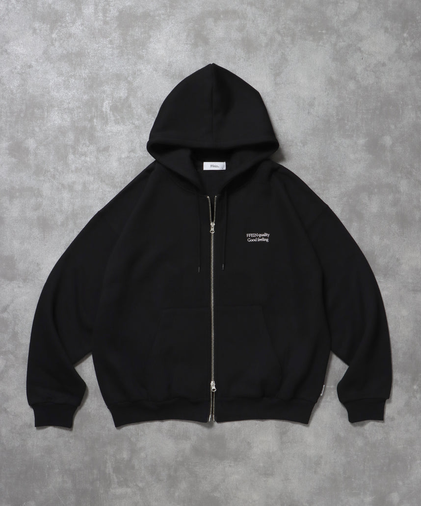 ヘビーウエイトワンポイントジップパーカー / パーカー ジップ ワンポイント ロゴ 裏起毛 フーディ ブラック
